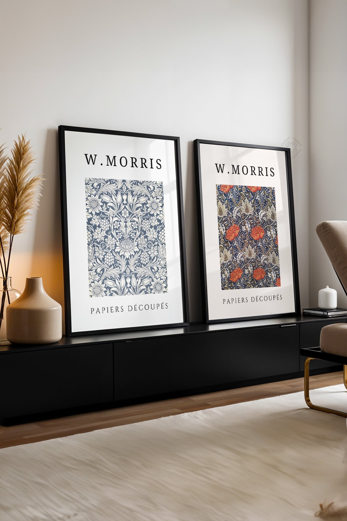 W Morris 2'li Siyah Çerçeveli Poster, Tablo Seti No:15
