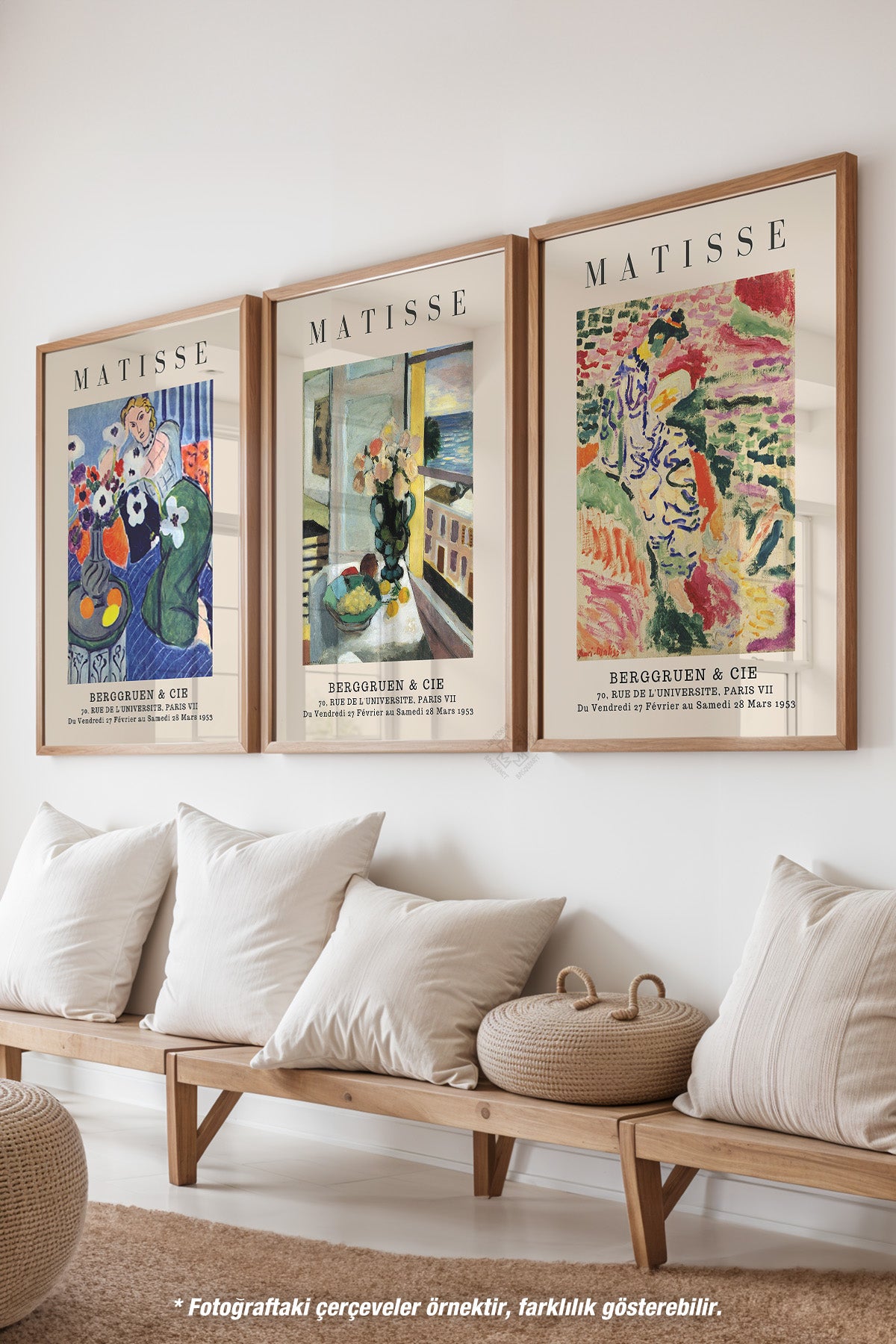 Matisse 3'lü Ahşap Çerçeveli Poster, Tablo Seti No:16