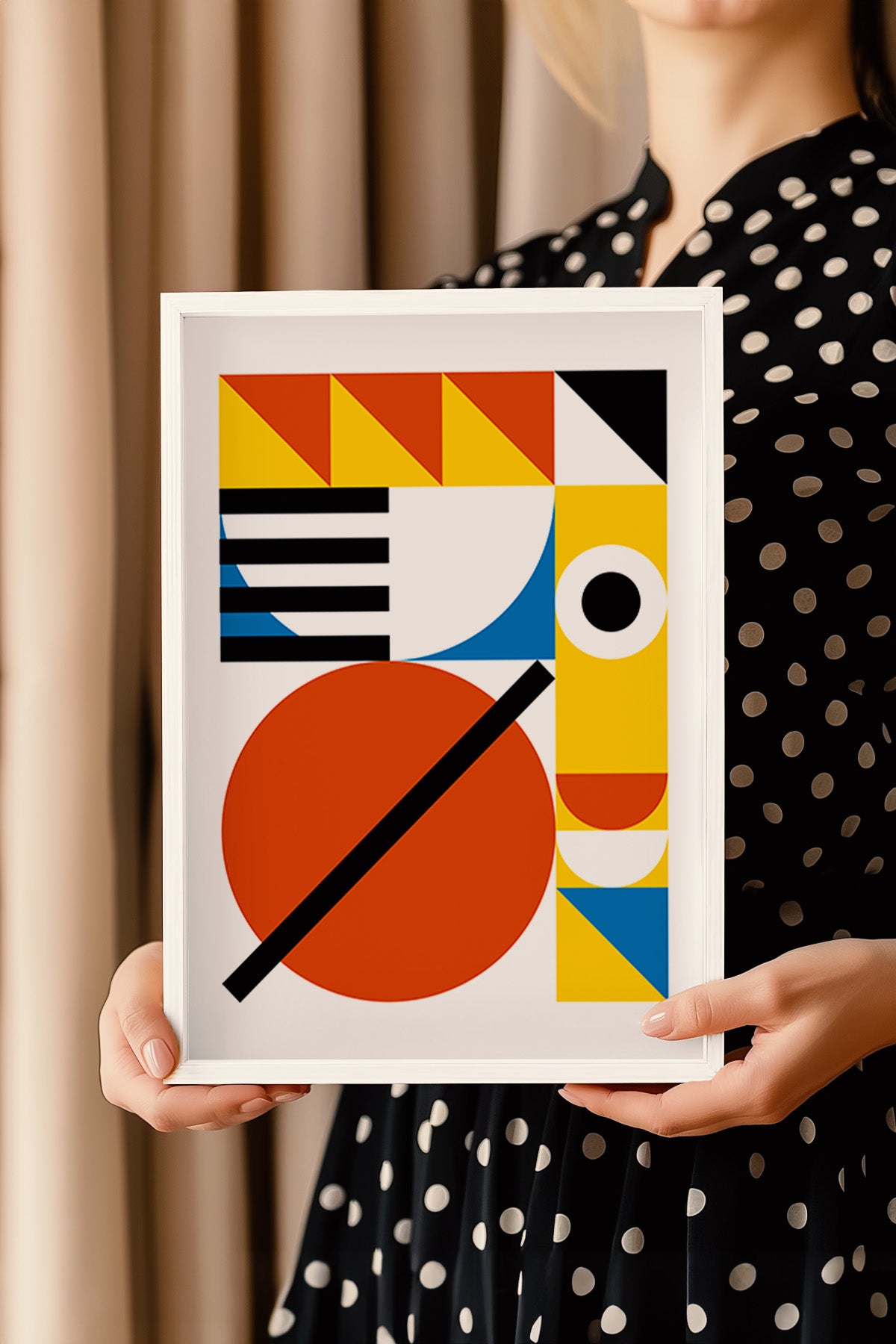Bauhaus Serisi Beyaz Çerçeveli Poster, Tablo No:6