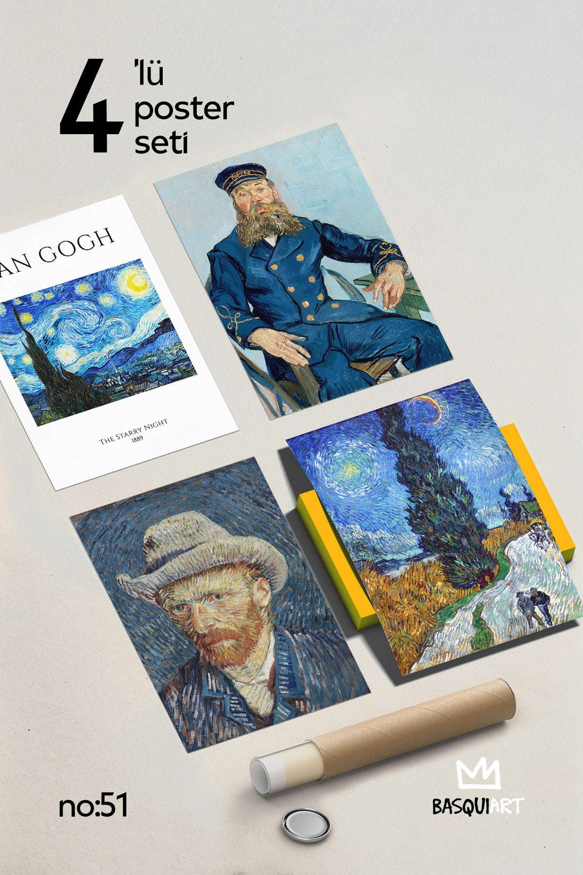 Van Gogh Sanatsal 4'lü Poster Seti, Duvar Dekoru No:51