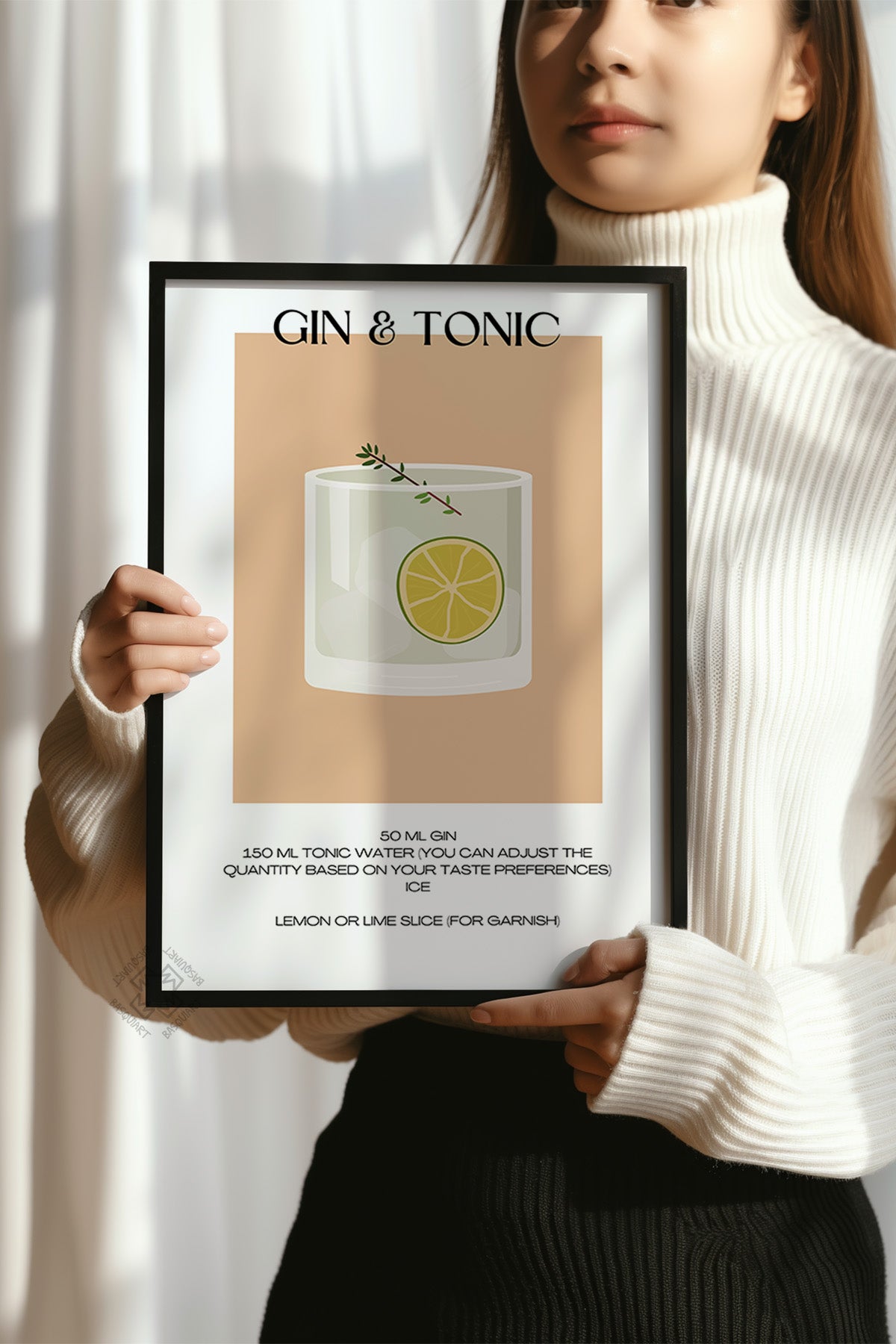 Kokteyl Serisi Siyah Çerçeveli Poster, Tablo, Cafe, Restoran, Mutfak Duvar Dekoru No:23