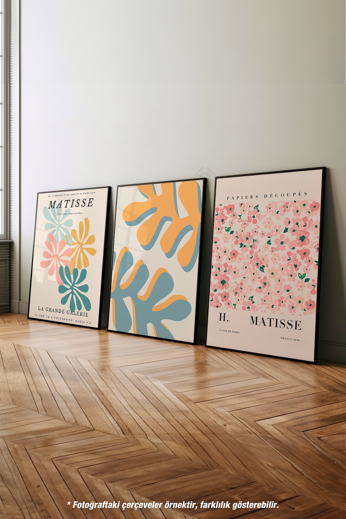 Matisse Dekoratif 3'lü Siyah Çerçeveli Poster, Tablo Seti No:40