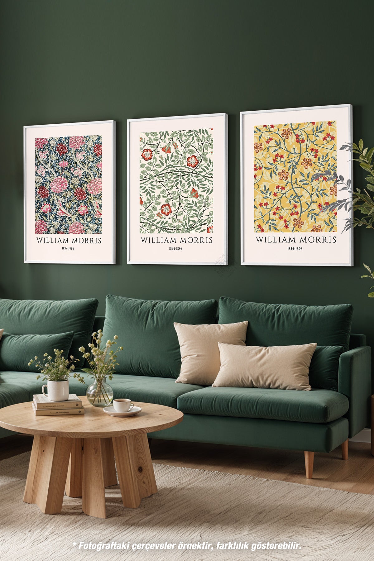 William Morris 3'lü Beyaz Çerçeveli Poster, Tablo Seti No:47