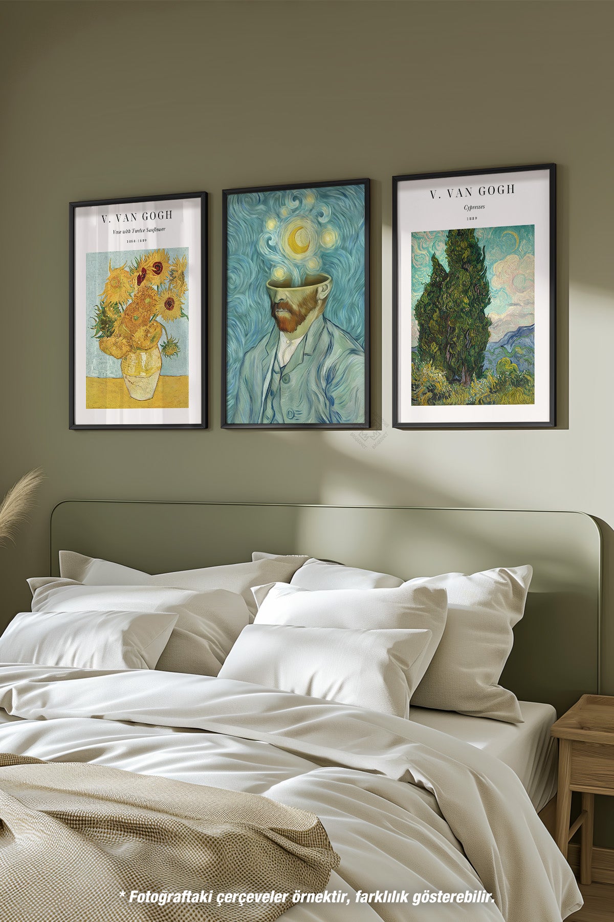Van Gogh 3'lü Siyah Çerçeveli Poster, Tablo Seti No:25