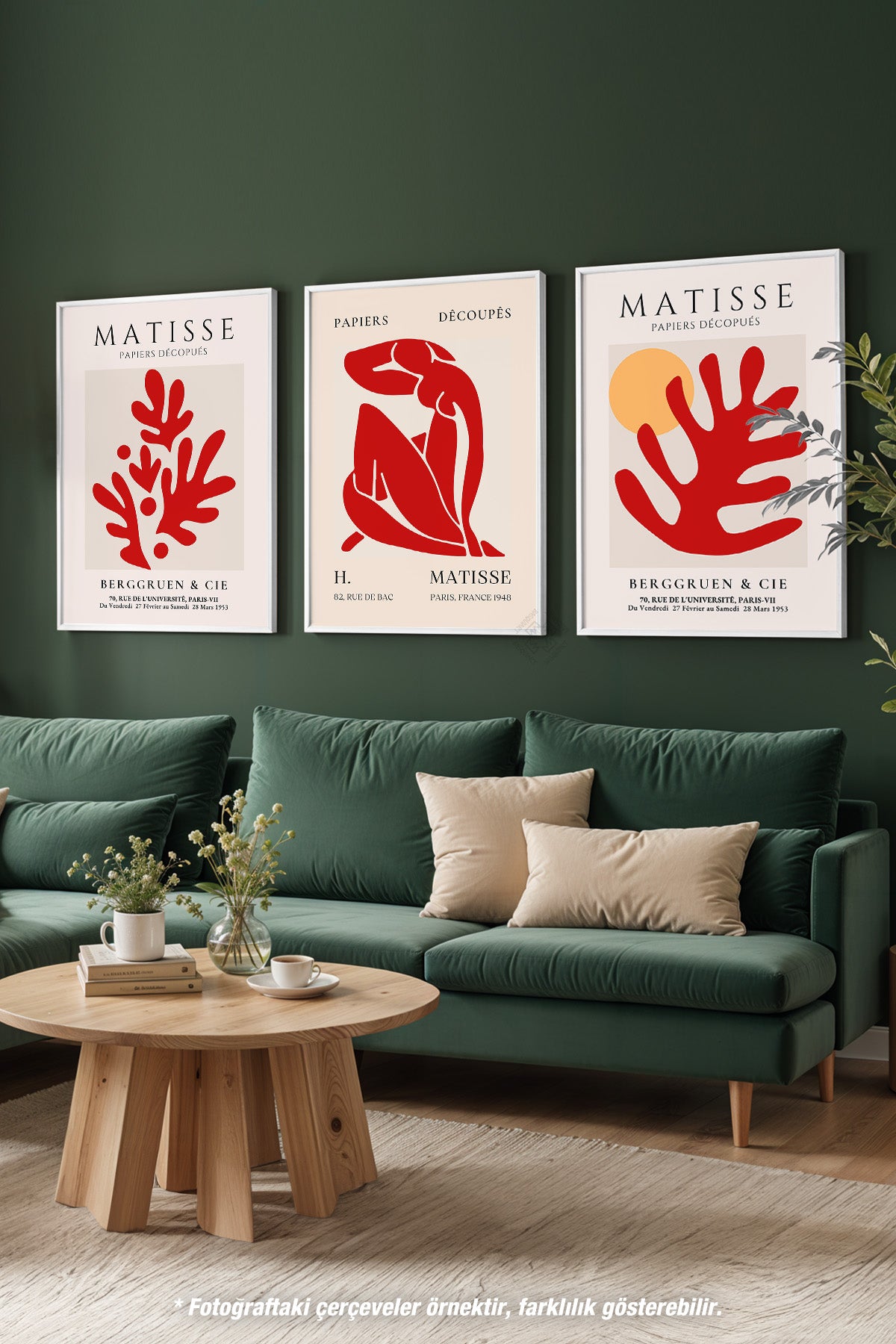 Matisse Vintage 3'lü Beyaz Çerçeveli Poster, Tablo Seti No:22