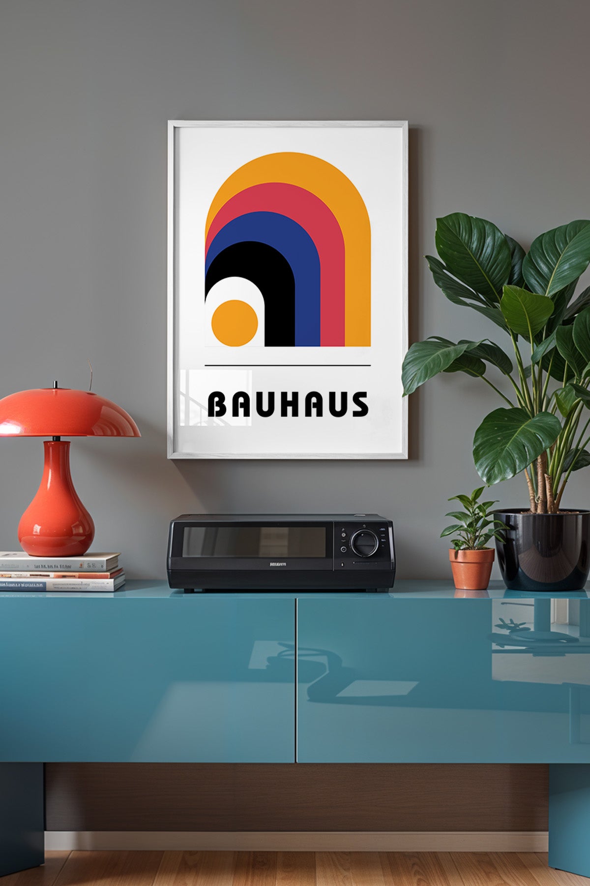 Bauhaus Serisi Beyaz Çerçeveli Poster, Tablo No:111
