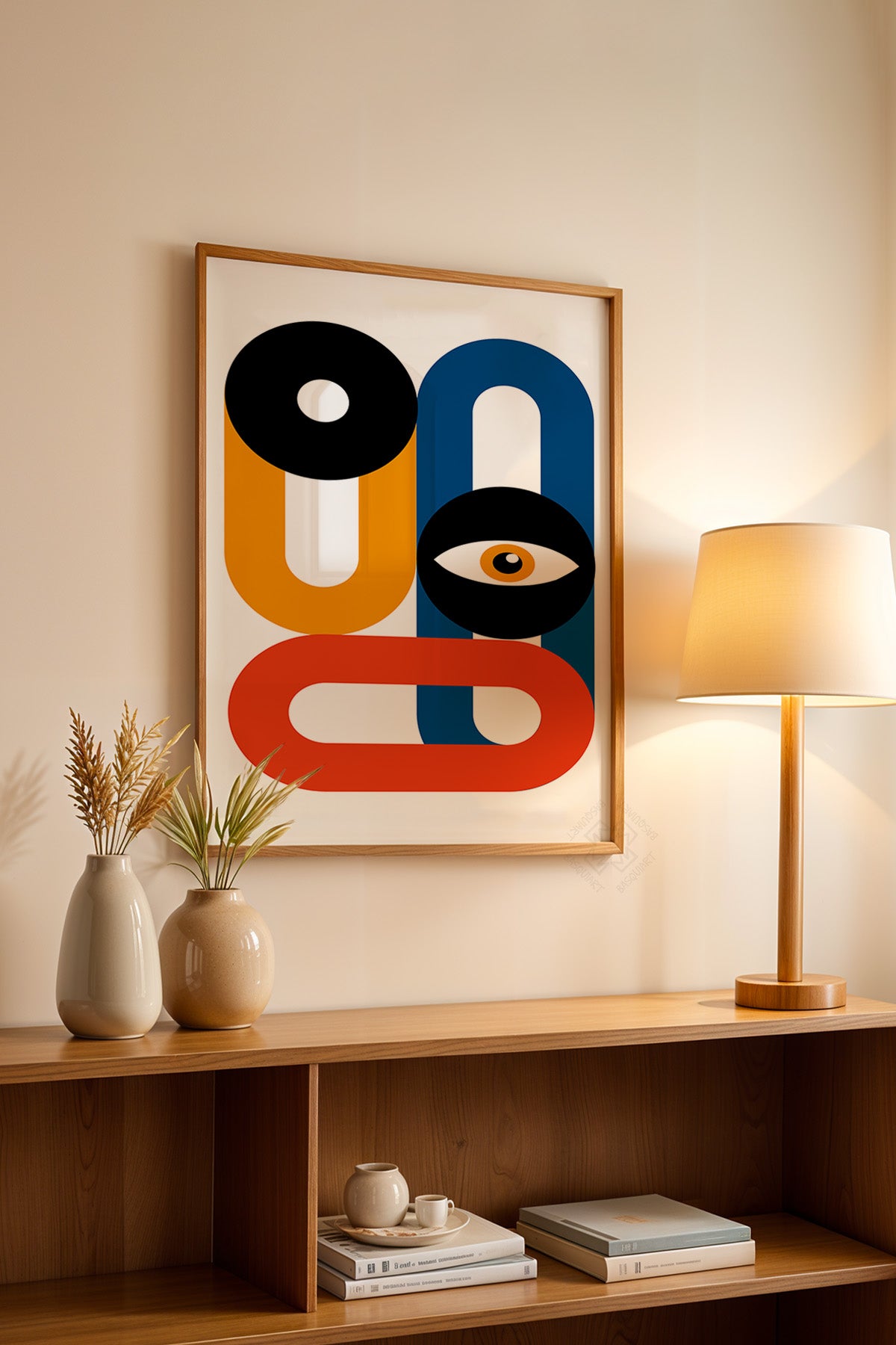 Bauhaus Serisi Ahşap Çerçeveli Poster, Tablo No:2