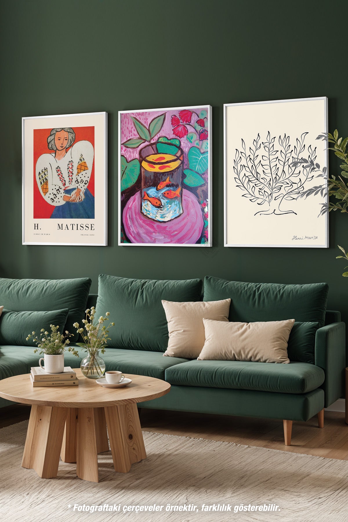 Henri Matisse Sanatsal 3'lü Beyaz Çerçeveli Poster, Tablo Seti No:20