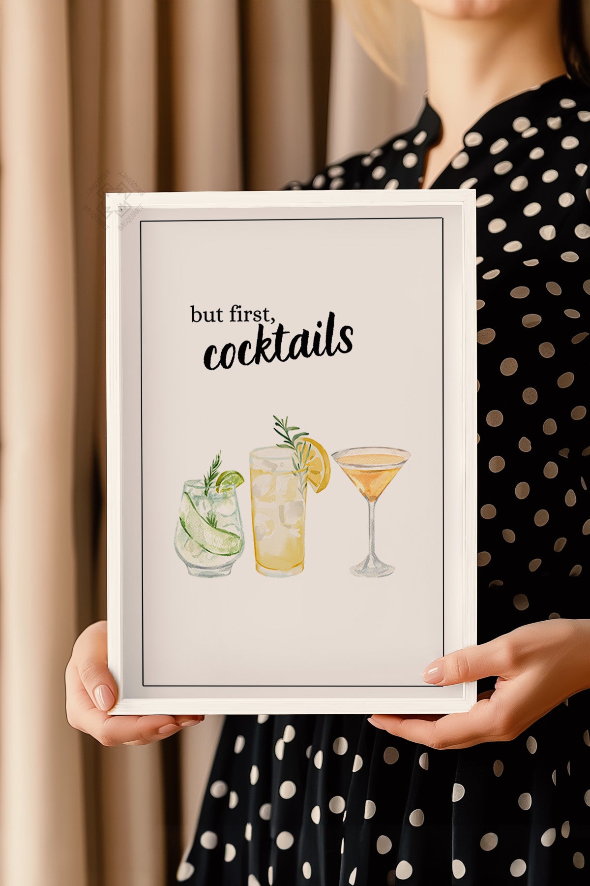 Kokteyl Serisi Beyaz Çerçeveli Poster, Tablo, Cafe, Restoran, Mutfak Duvar Dekoru No:33