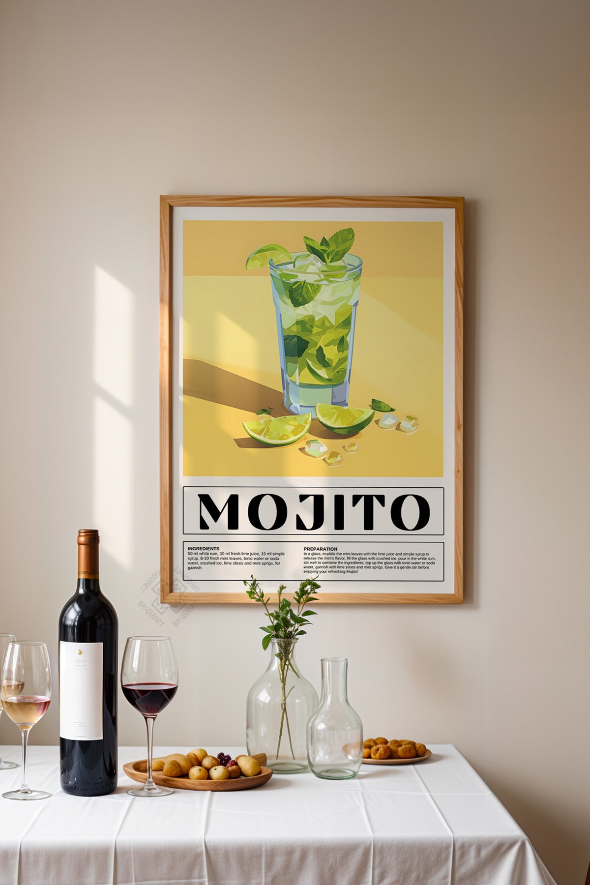 Kokteyl Serisi Ahşap Çerçeveli Poster, Tablo, Cafe, Restoran, Mutfak Duvar Dekoru No:4