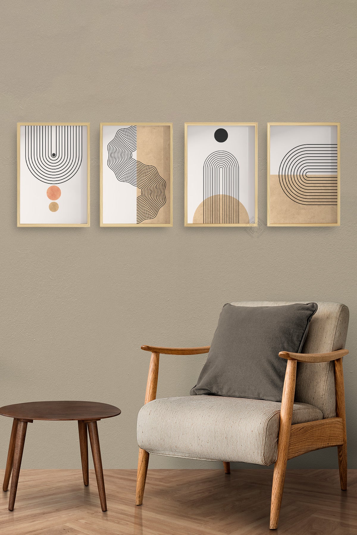 Bohemian 4'lü Ahşap Çerçeveli Poster, Tablo Seti No:16