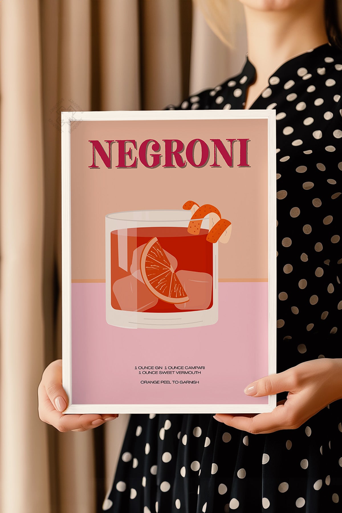 Kokteyl Serisi Beyaz Çerçeveli Poster, Tablo, Cafe, Restoran, Mutfak Duvar Dekoru No:55