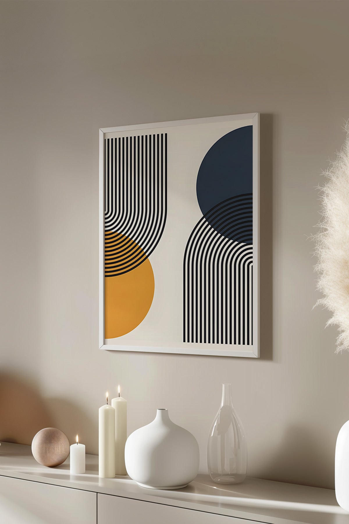 Bauhaus Serisi Beyaz Çerçeveli Poster, Tablo No:104