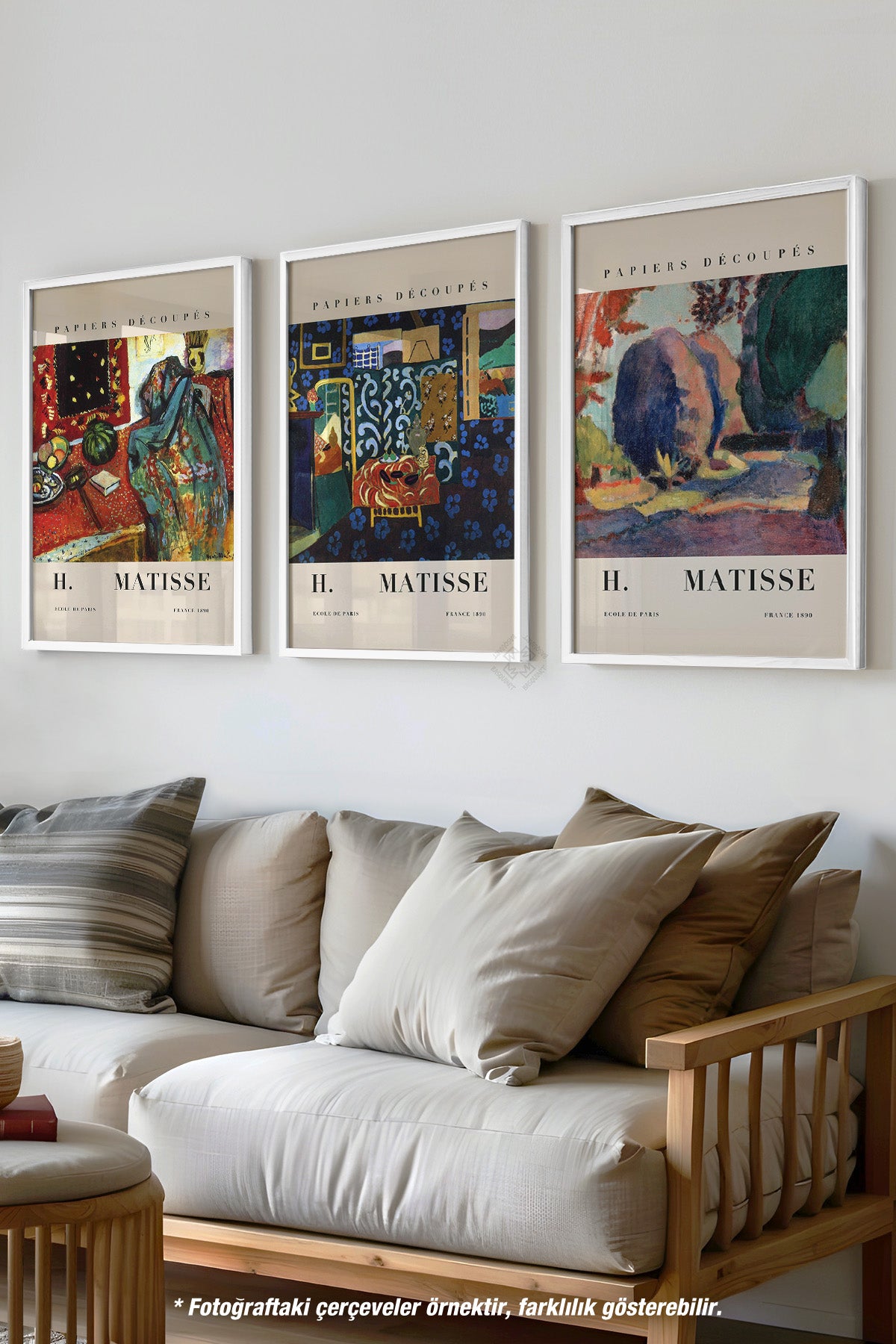 Henri Matisse 3'lü Beyaz Çerçeveli Poster, Tablo Seti No:18
