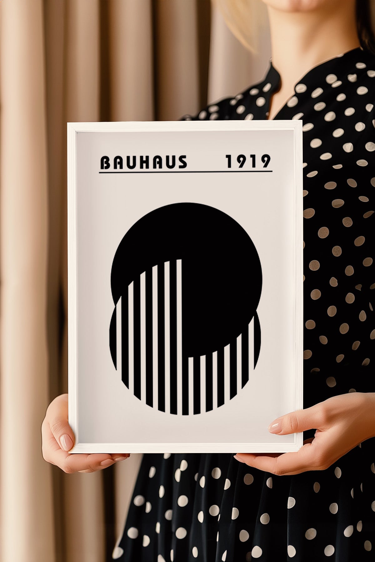 Bauhaus Serisi Beyaz Çerçeveli Poster, Tablo No:50
