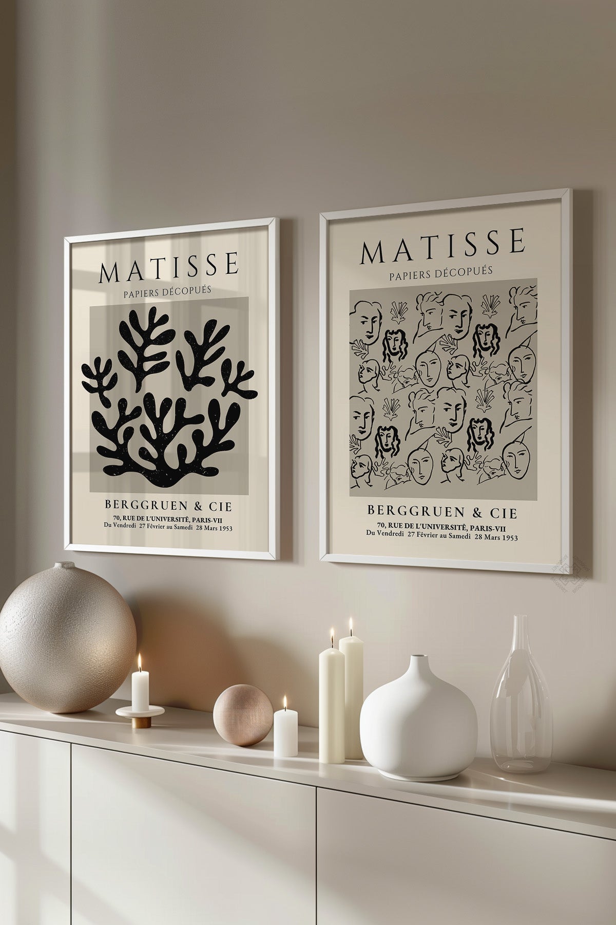 Matisse 2'li Beyaz Çerçeveli Poster, Tablo Seti No:22
