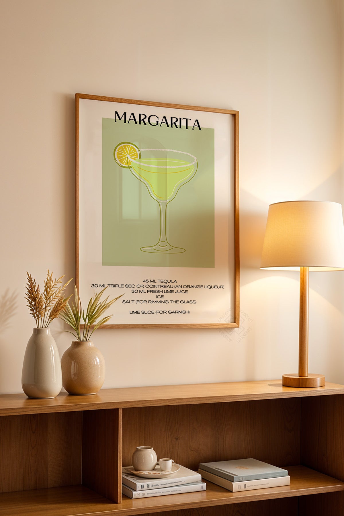 Kokteyl Serisi Ahşap Çerçeveli Poster, Tablo, Cafe, Restoran, Mutfak Duvar Dekoru No:20