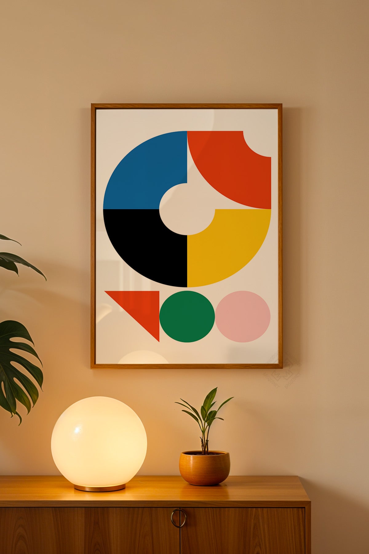 Bauhaus Serisi Ahşap Çerçeveli Poster, Tablo No:9