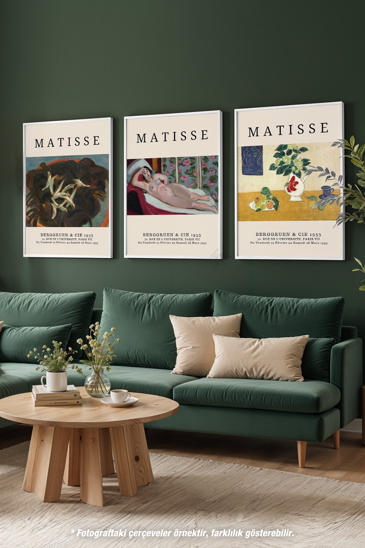 Matisse Sanatsal 3'lü Beyaz Çerçeveli Poster, Tablo Seti No:13
