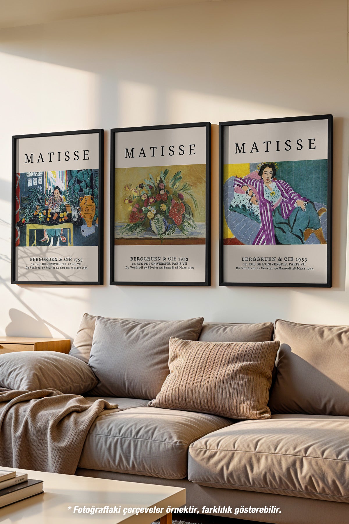 Matisse 3'lü Siyah Çerçeveli Poster, Tablo Seti No:12