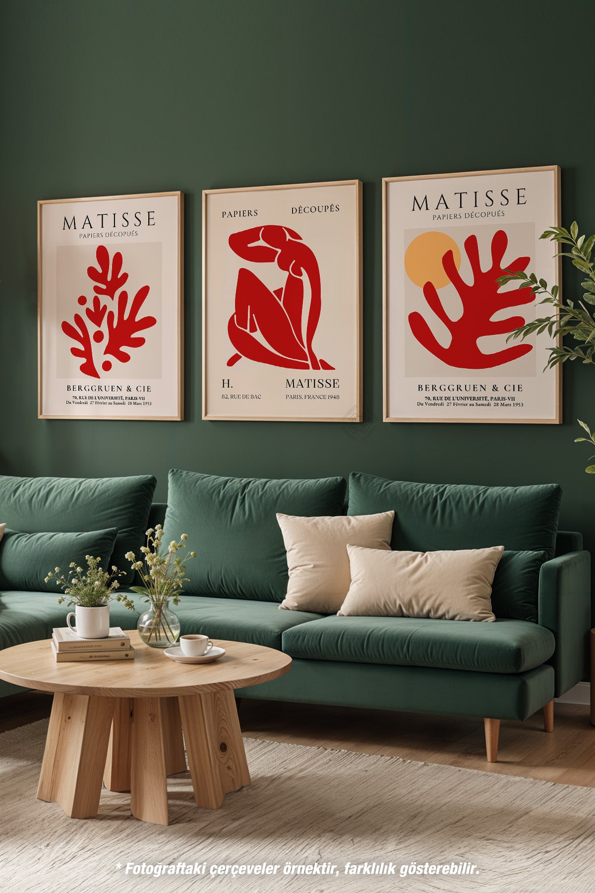 Matisse Vintage 3'lü Ahşap Çerçeveli Poster, Tablo Seti No:22