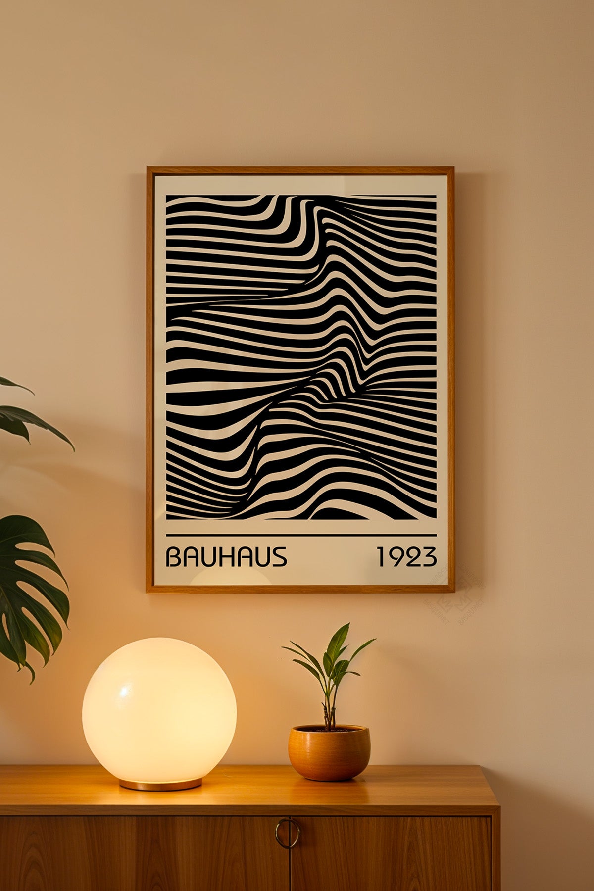 Bauhaus Serisi Ahşap Çerçeveli Poster, Tablo No:35