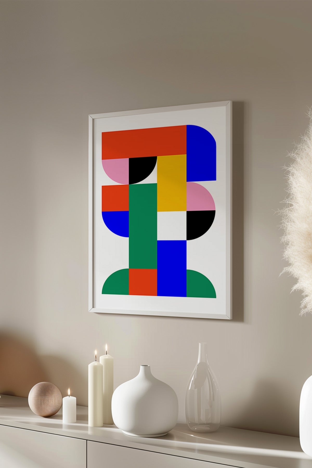 Bauhaus Serisi Beyaz Çerçeveli Poster, Tablo No:14