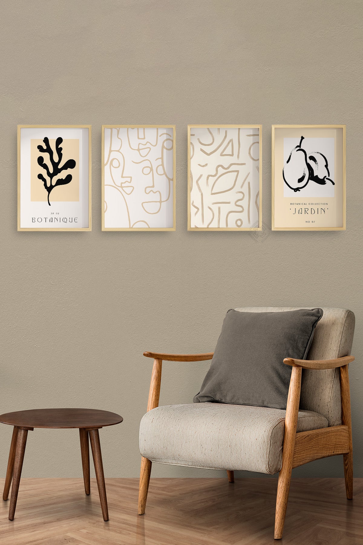 Bohemian 4'lü Ahşap Çerçeveli Poster, Tablo Seti No:1