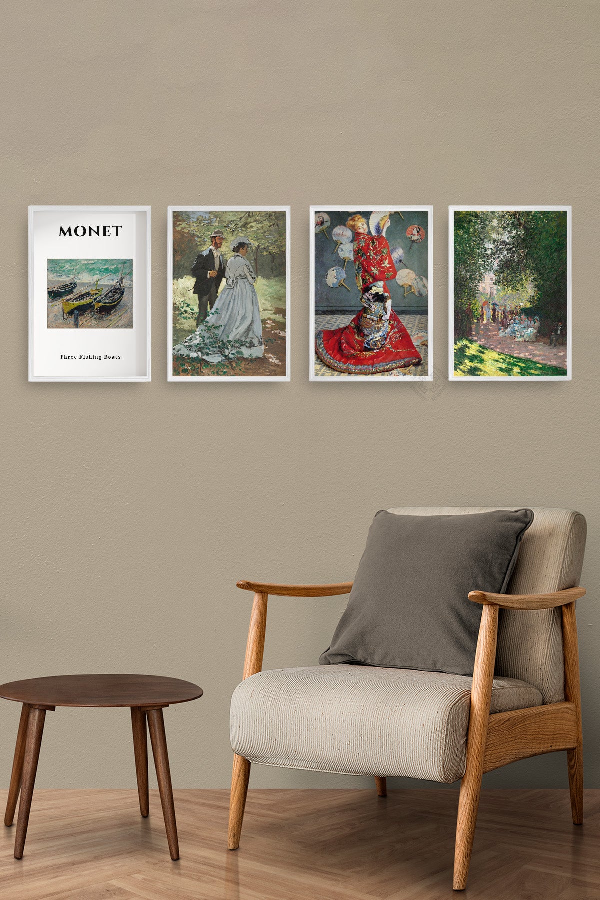 Monet 4'lü Beyaz Çerçeveli Poster, Tablo Seti No:53