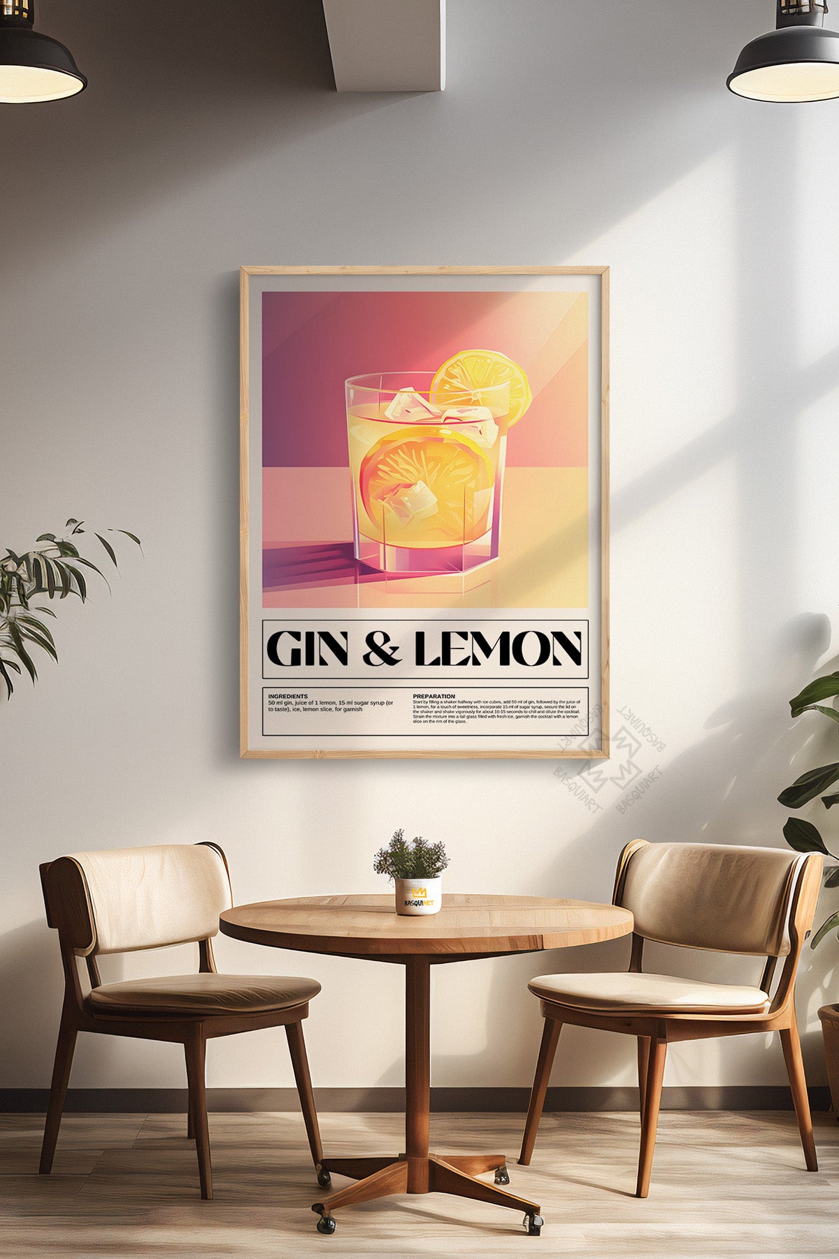 Kokteyl Serisi Ahşap Çerçeveli Poster, Tablo, Cafe, Restoran, Mutfak Duvar Dekoru No:3