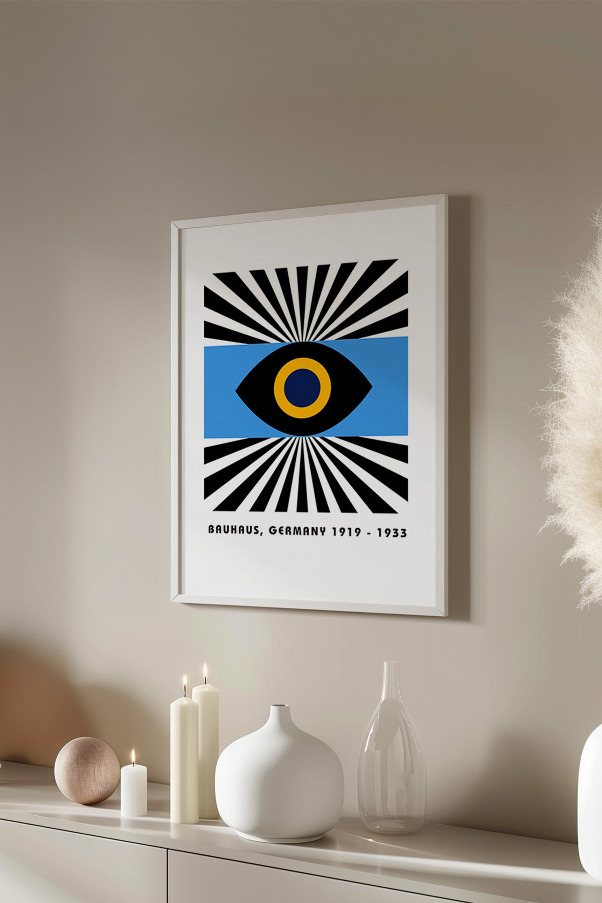 Bauhaus Serisi Beyaz Çerçeveli Poster, Tablo No:114