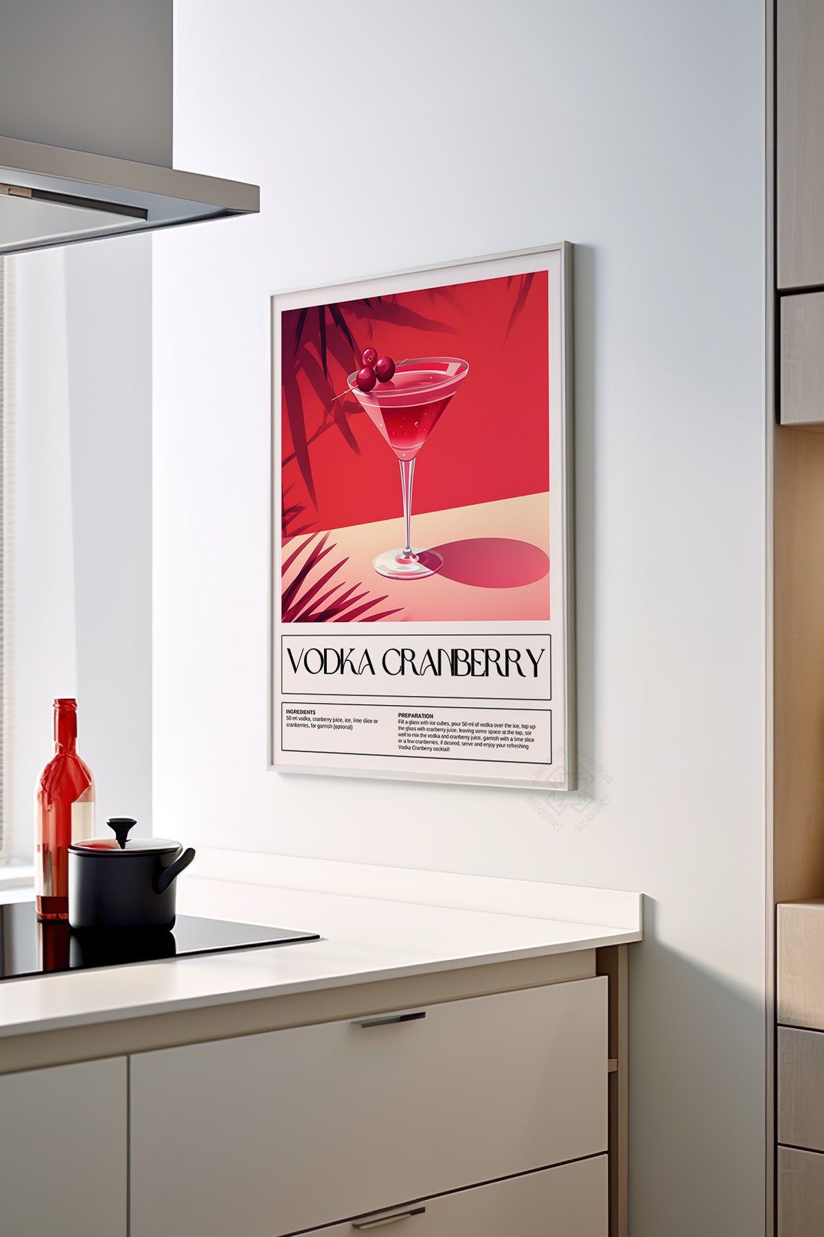 Kokteyl Serisi Beyaz Çerçeveli Poster, Tablo, Cafe, Restoran, Mutfak Duvar Dekoru No:9