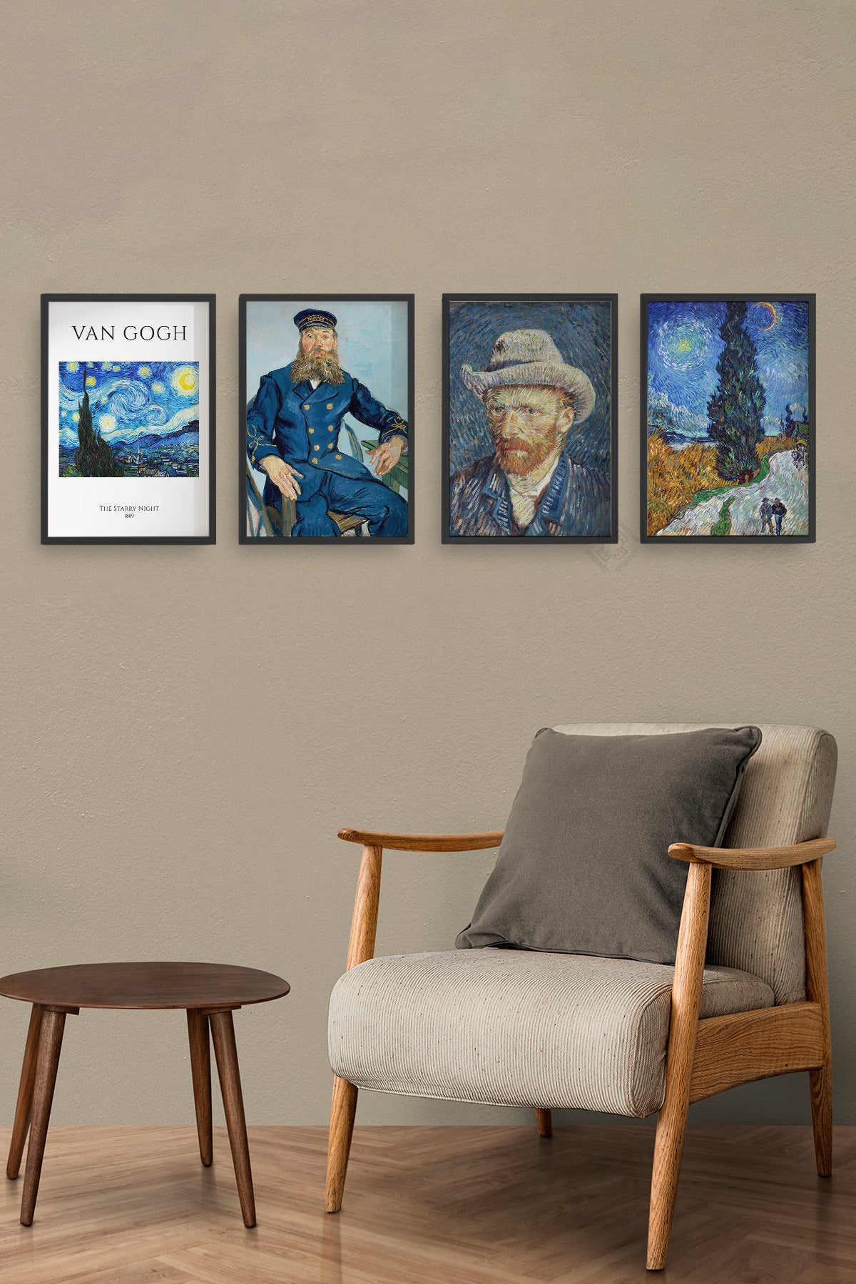 Van Gogh Sanatsal 4'lü Siyah Çerçeveli Poster, Tablo Seti No:51