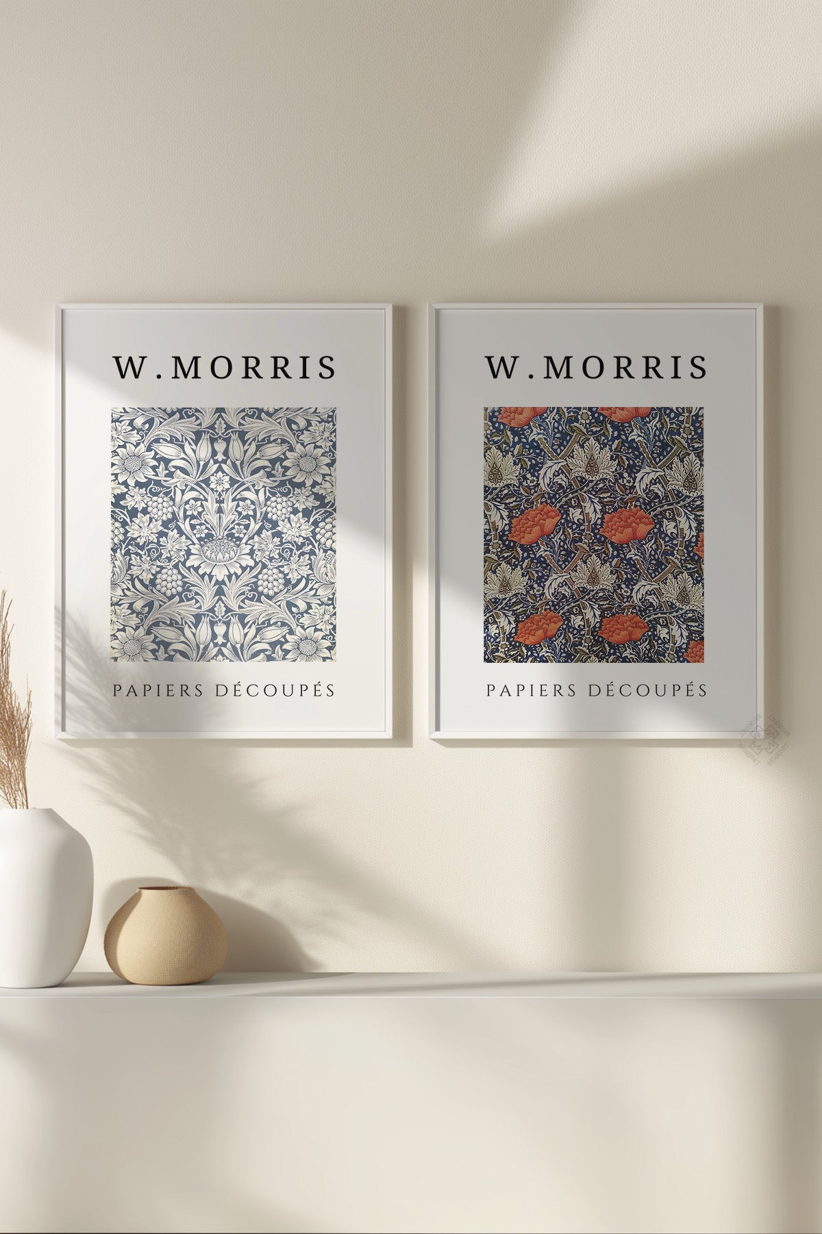 W Morris 2'li Beyaz Çerçeveli Poster, Tablo Seti No:15