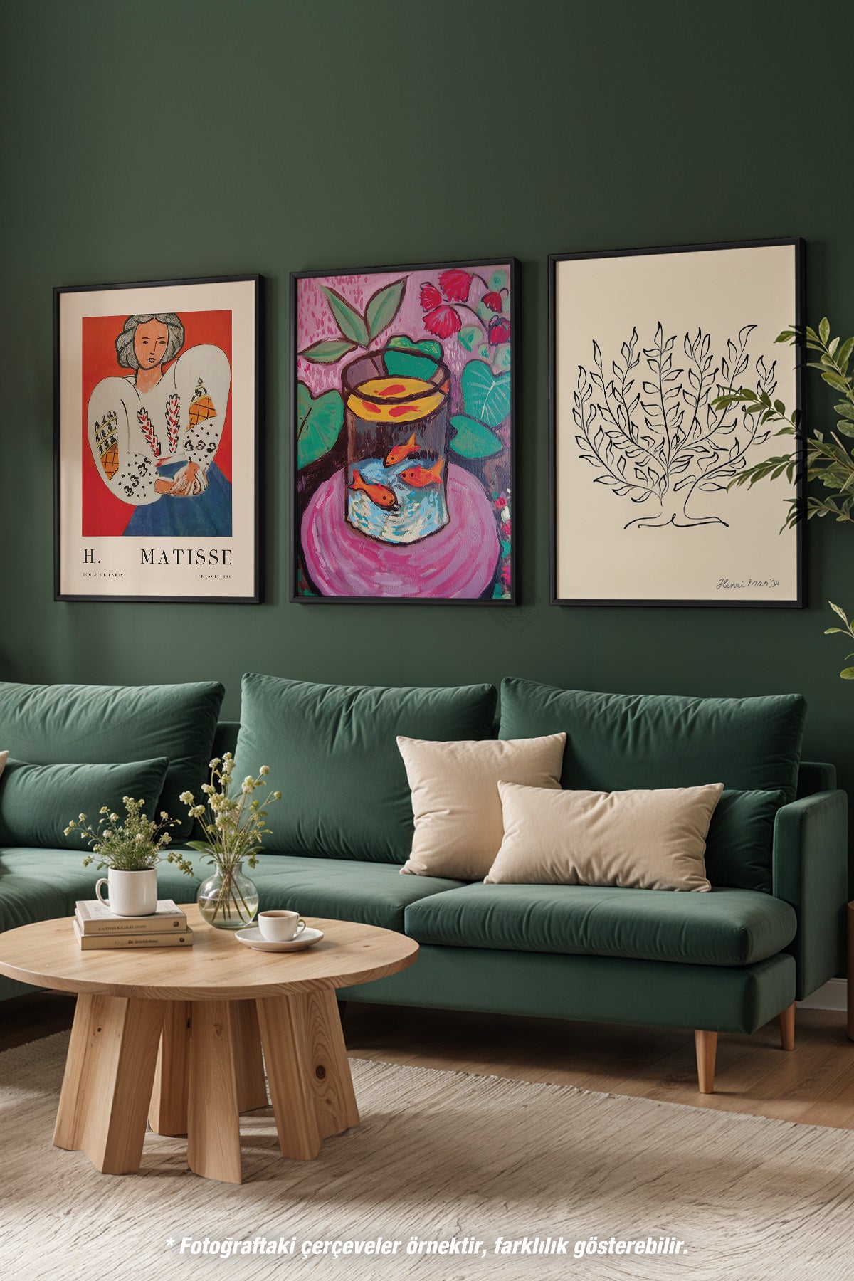 Henri Matisse Sanatsal 3'lü Siyah Çerçeveli Poster, Tablo Seti No:20