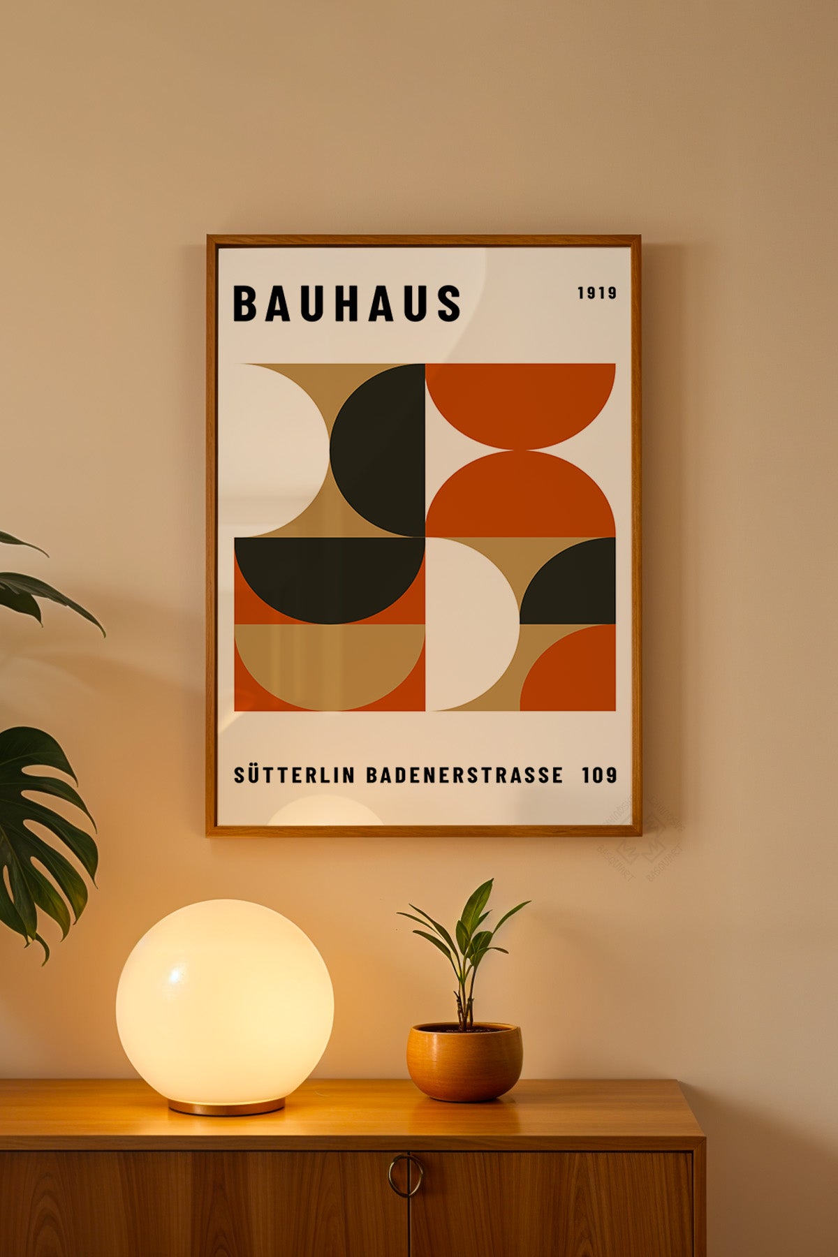 Bauhaus Serisi Ahşap Çerçeveli Poster, Tablo No:90