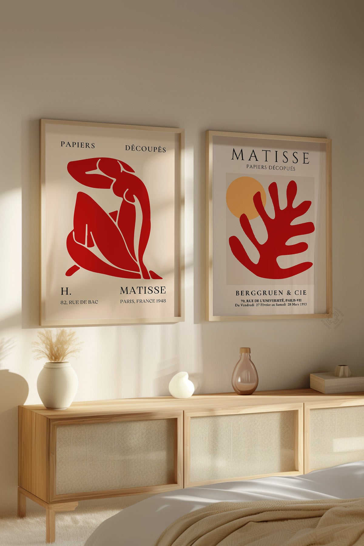 Kırmızı Matisse 2'li Ahşap Çerçeveli Poster, Tablo Seti No:26