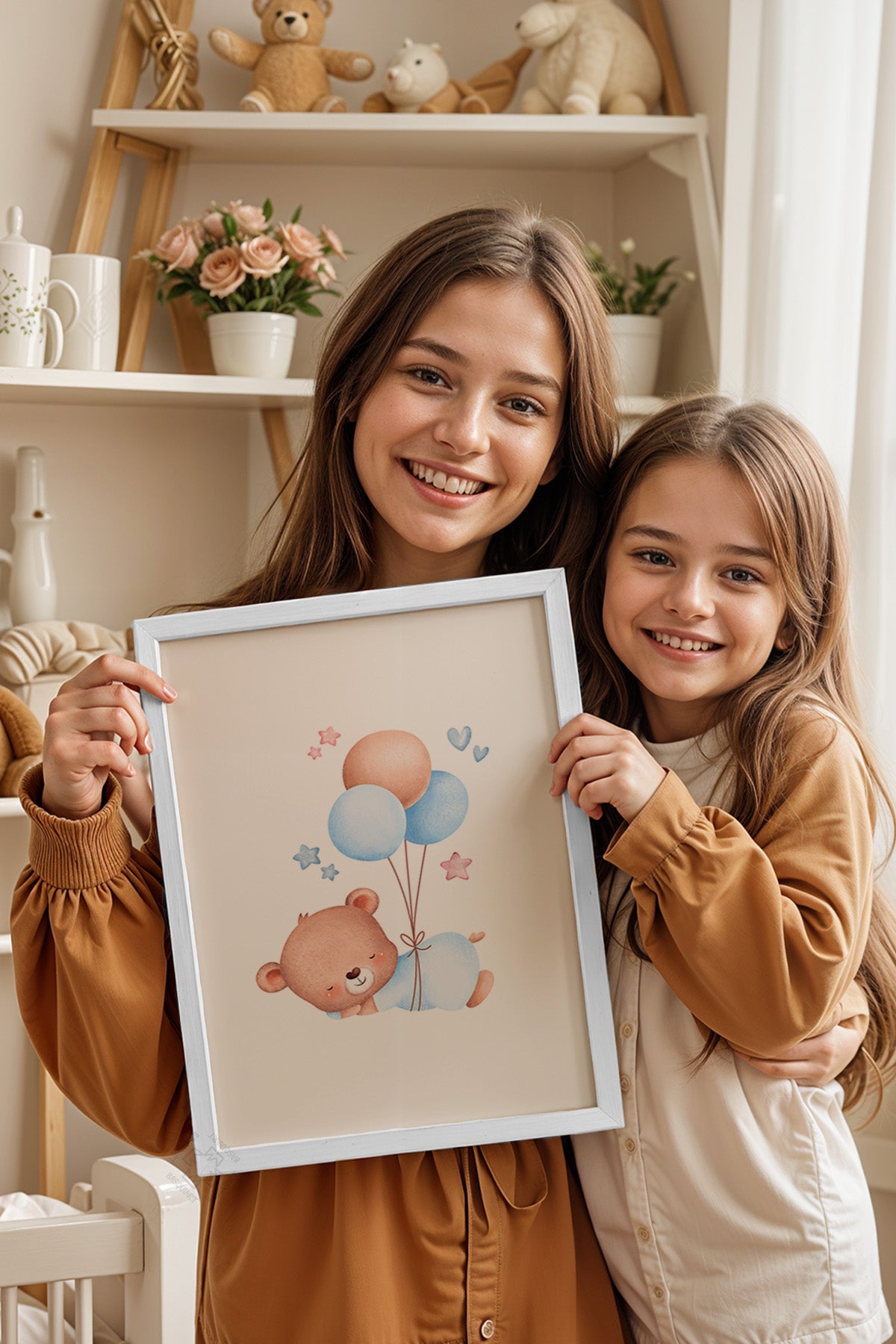 Çocuk Odası, Bebek Odası Beyaz Çerçeveli Poster, Tablo No:2