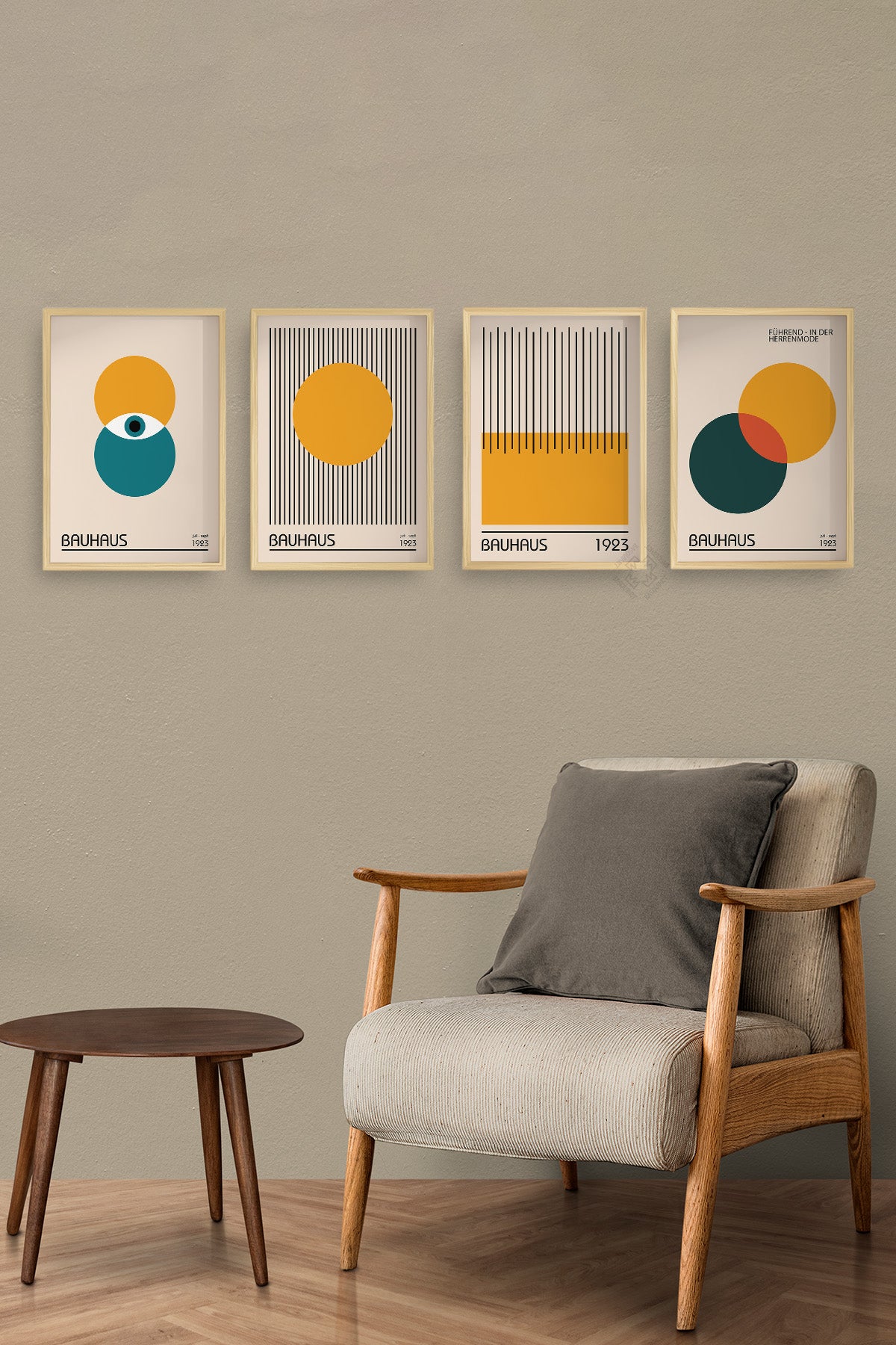 Bauhaus 4'lü Ahşap Çerçeveli Poster, Tablo Seti No:23