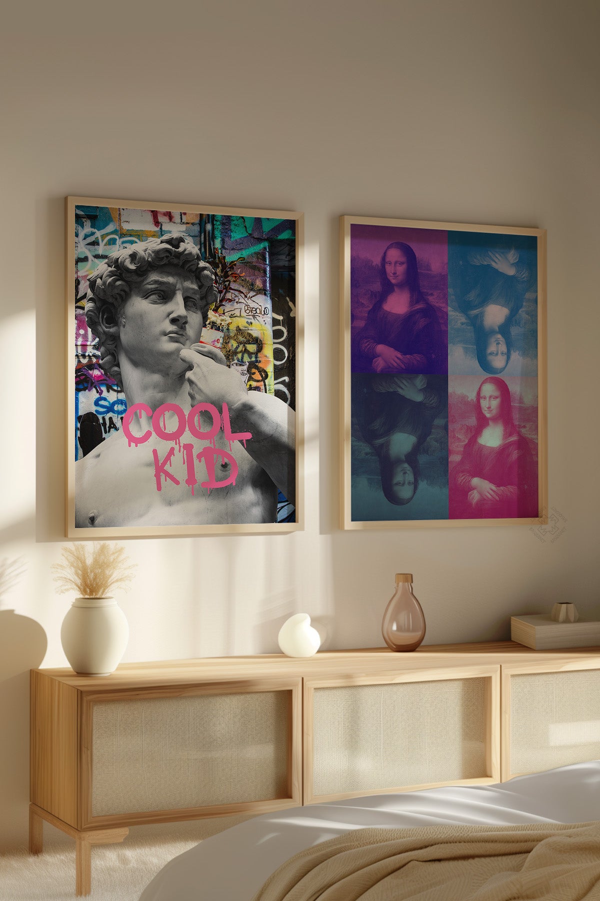 Modern Sanat 2'li Ahşap Çerçeveli Poster, Tablo Seti No:35