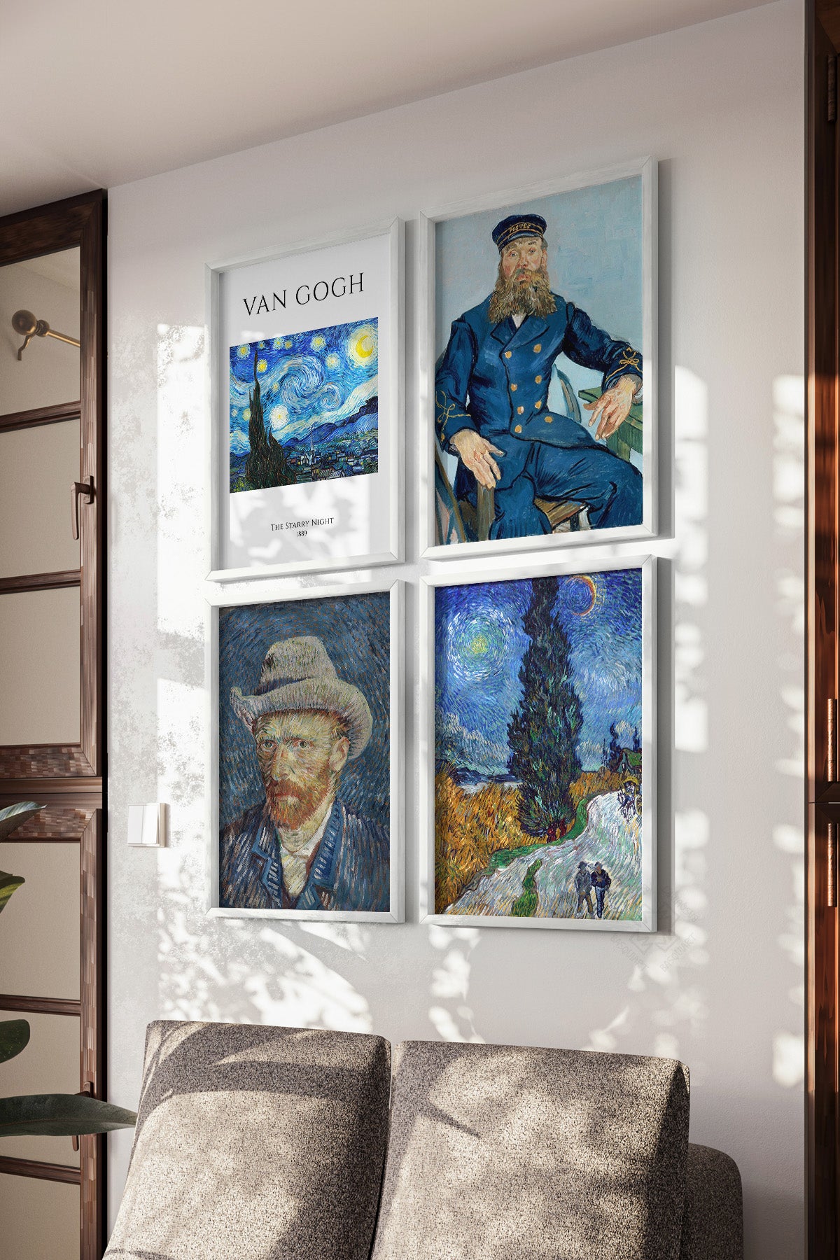 Van Gogh Sanatsal 4'lü Beyaz Çerçeveli Poster, Tablo Seti No:51