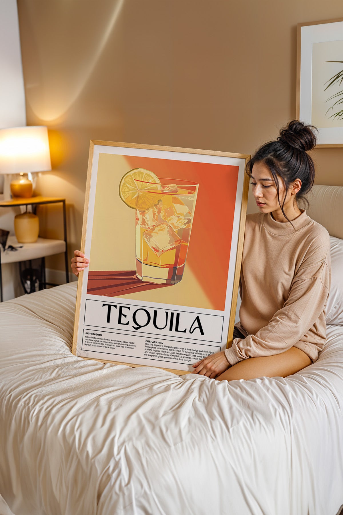 Kokteyl Serisi Ahşap Çerçeveli Poster, Tablo, Cafe, Restoran, Mutfak Duvar Dekoru No:14