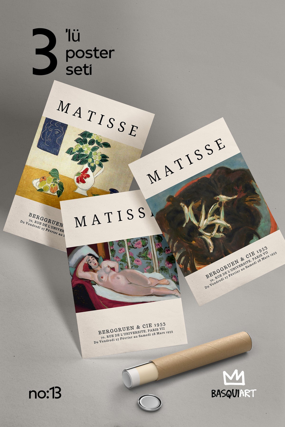 Matisse Sanatsal 3'lü Poster Seti, Duvar Dekoru No:13