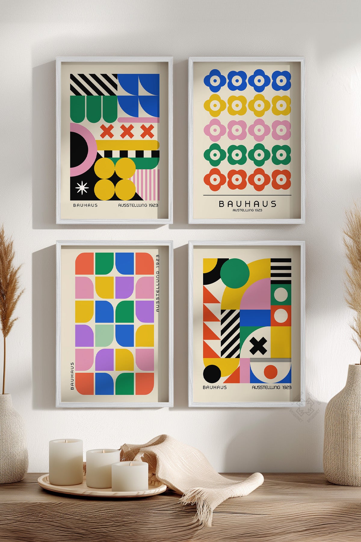 Bauhaus Afiş 4'lü Beyaz Çerçeveli Poster, Tablo Seti No:25