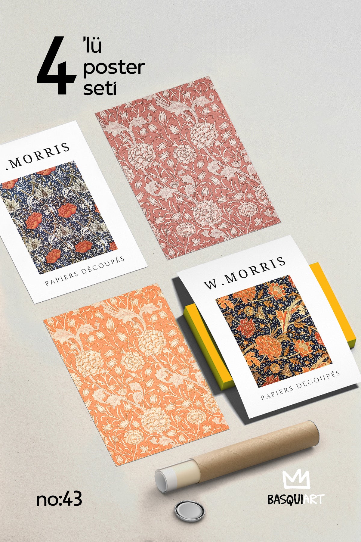 Morris 4'lü Poster Seti, Duvar Dekoru No:43