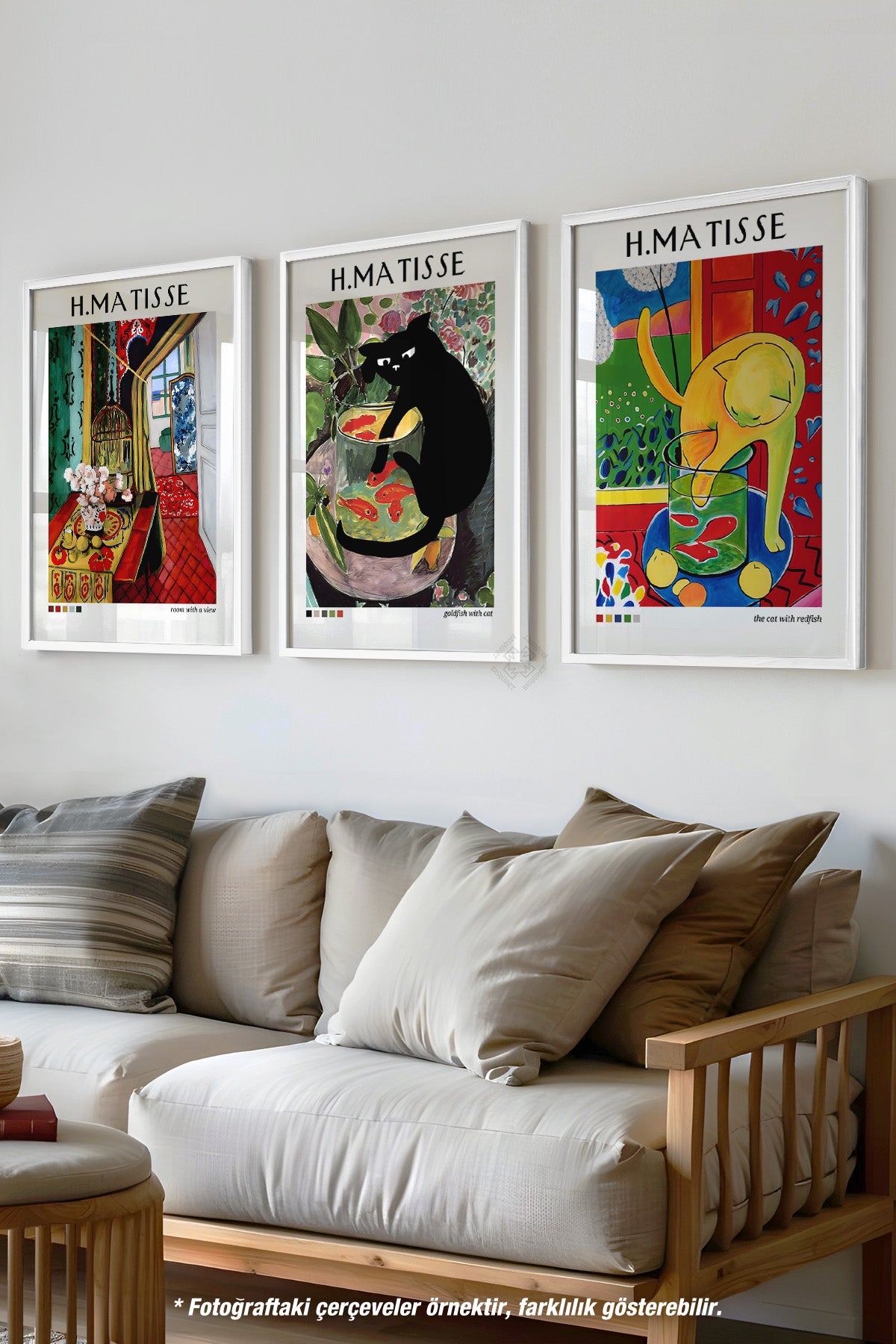 Matisse 3'lü Beyaz Çerçeveli Poster, Tablo Seti No:39