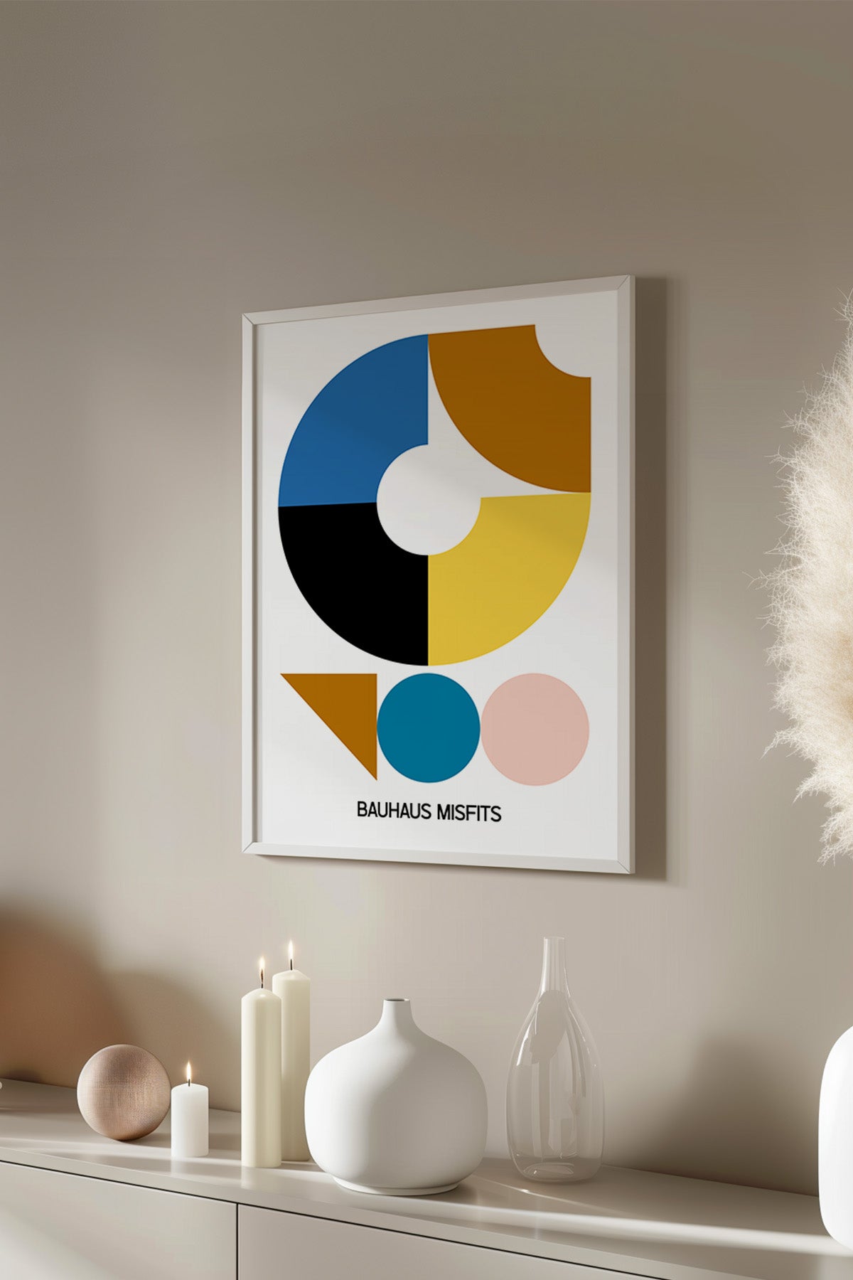 Bauhaus Serisi Beyaz Çerçeveli Poster, Tablo No:118