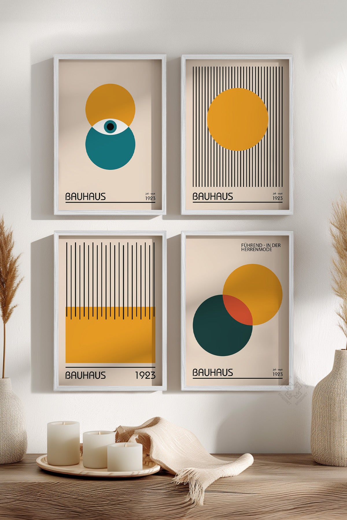 Bauhaus 4'lü Beyaz Çerçeveli Poster, Tablo Seti No:23