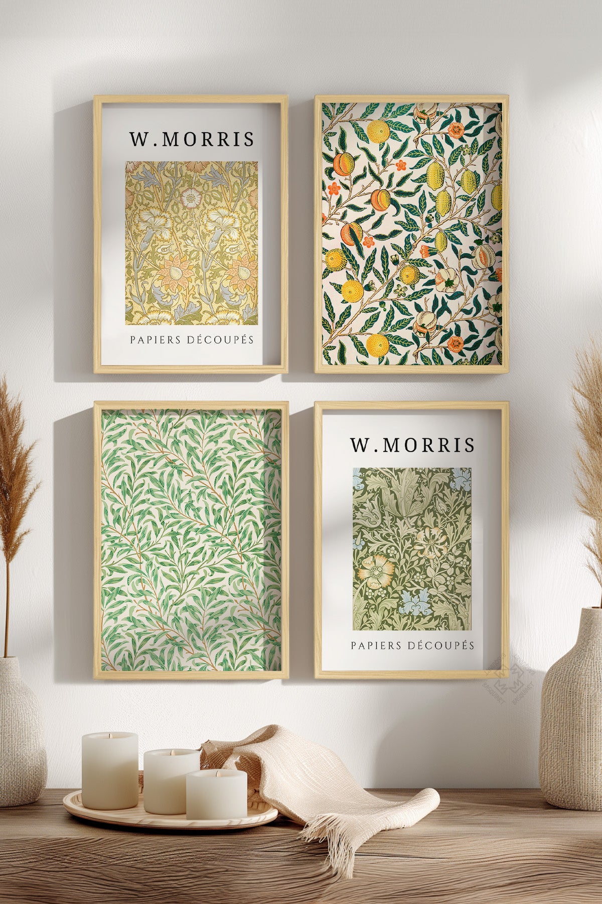 Morris 4'lü Ahşap Çerçeveli Poster, Tablo Seti No:42