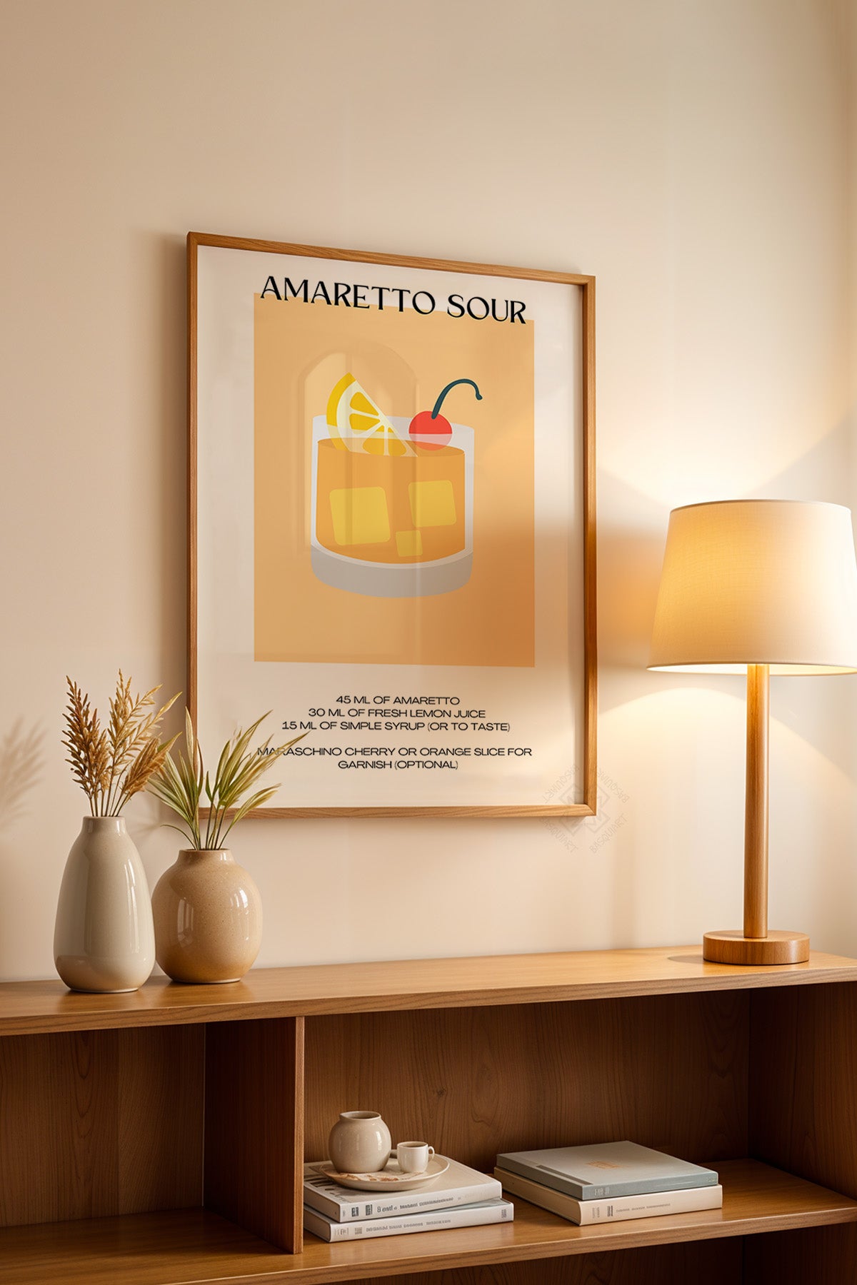 Kokteyl Serisi Ahşap Çerçeveli Poster, Tablo, Cafe, Restoran, Mutfak Duvar Dekoru No:17